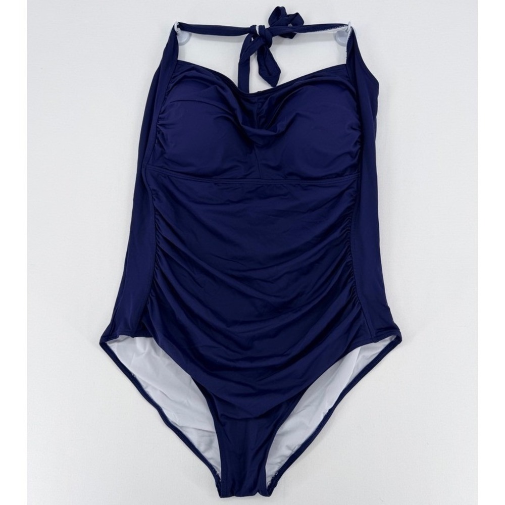 Tempt Me Plus‎ Size 20W Navy One Piece Swimsuit Tummy Control NWT